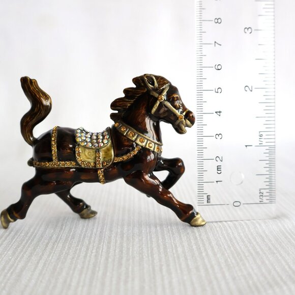 Rhinestone Encrusted -  Enameled Horse Figurine - 4" x 2" - Picture 8 of 11